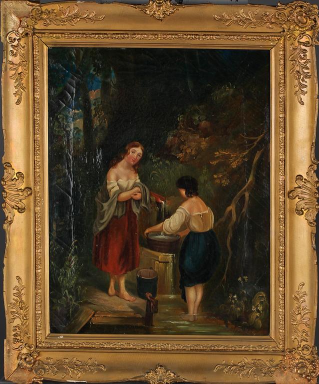 OKÄND KONSTNÄR, olja på duk, otydligt signerad, 1800-tal.