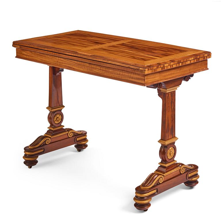 A William IV kingwood and mahogany card table by Thomas & George Seddon (firm active in London 1753/1815-70).