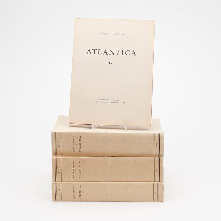 BÖCKER, 5 st, "ATLANTICA", RUDBECK, OLAUS. Svenska originaltexten. Utg. A. Nelson I-IV samt boken Taflor till Atlantica.