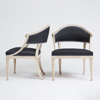 A pair of late Gustavian armchairs.