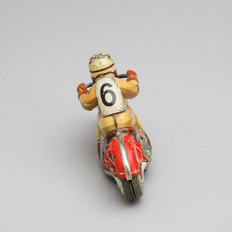 MOTORCYKEL, plåt, "Charly 1005", Schuco, Tyskland, omkring 1950.