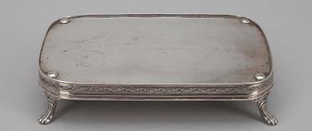 BORDSPLATEAU, silver, Michael Olof Barkman (1813-1851), Varberg 1830. Vikt 370 g.