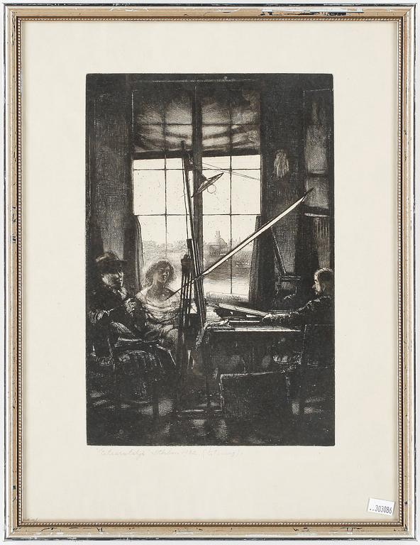 AXEL FRIDELL, etsning, utförd 1932, (Föreningen för grafisk konst 1943).