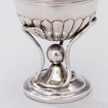 A 19th century silver salt caster, presumably from Bamberg, Germany. Weight 76 g.