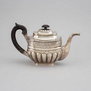 A Russian 19th century parcel-gilt silver tea-pot, mark of Anton Christian Iwersen, St. Petersburg 1828.