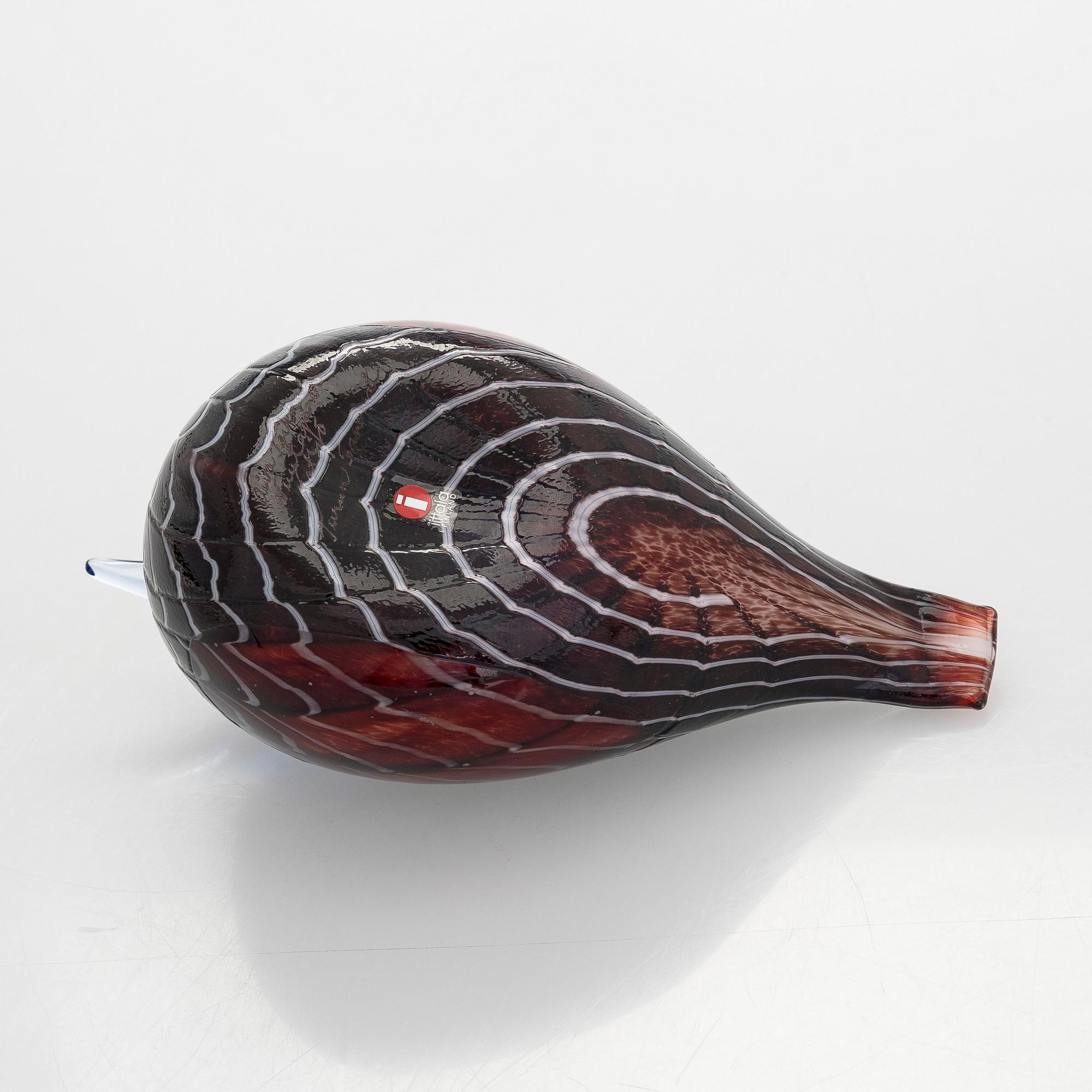 Oiva Toikka, glasfågel, signerad Oiva Toikka Nuutajärvi Notsjö Turun Sanomat.