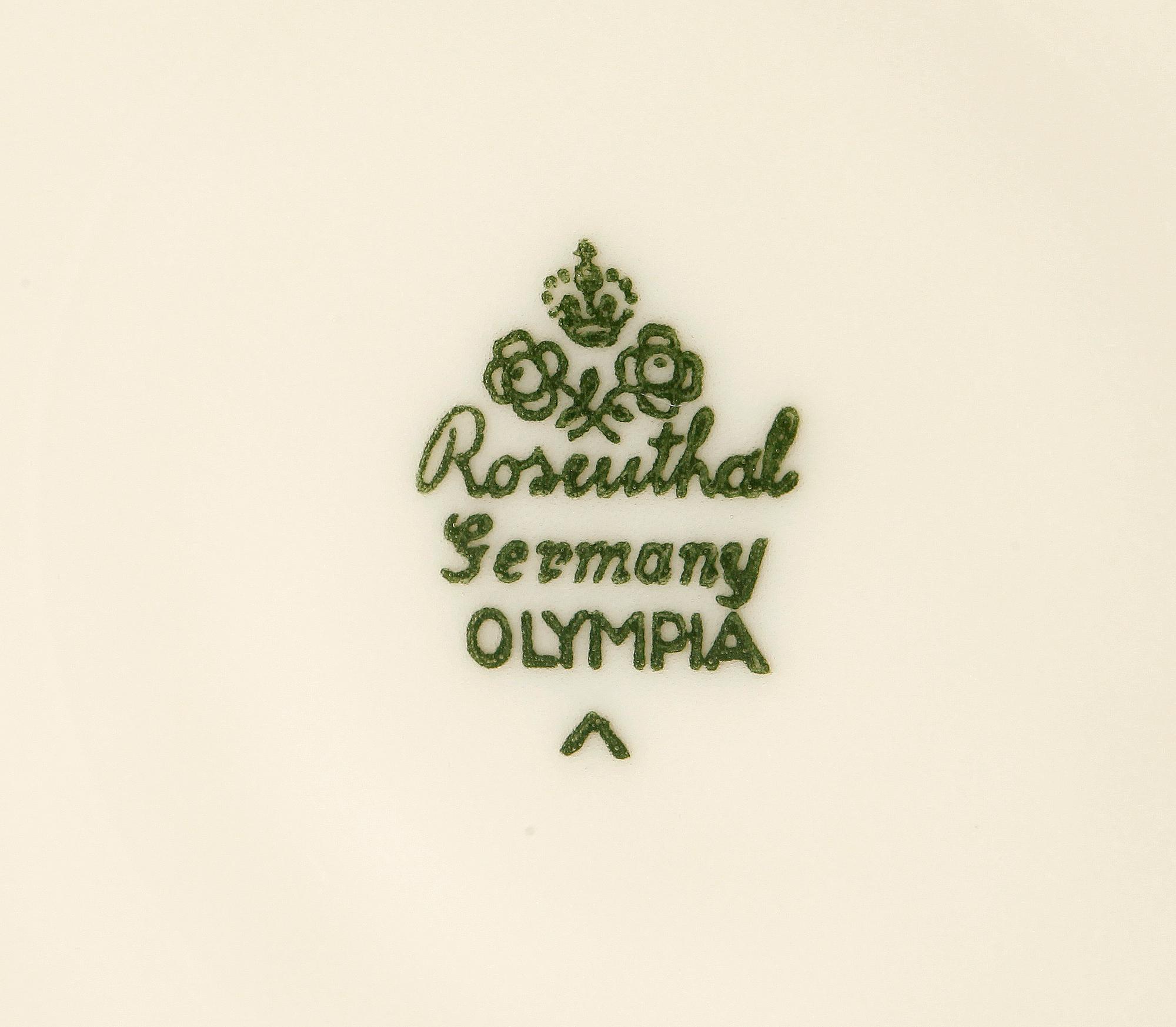 MATSERVISDELAR, 52 st, porslin, "Olympia", Rosenthal 1900-talets första hälft.