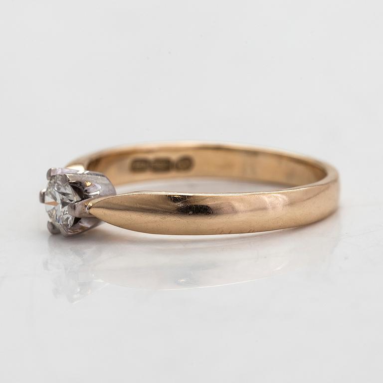 Ring, 14K guld, briljantslipad diamant ca 0.30 ct, Finska stämplar, 2008.