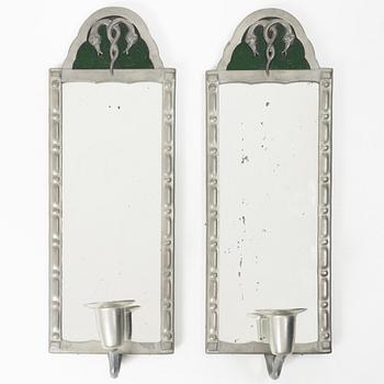 A pair of pewter mirror appliqués, Swedish Grace, 1920s/30s.
