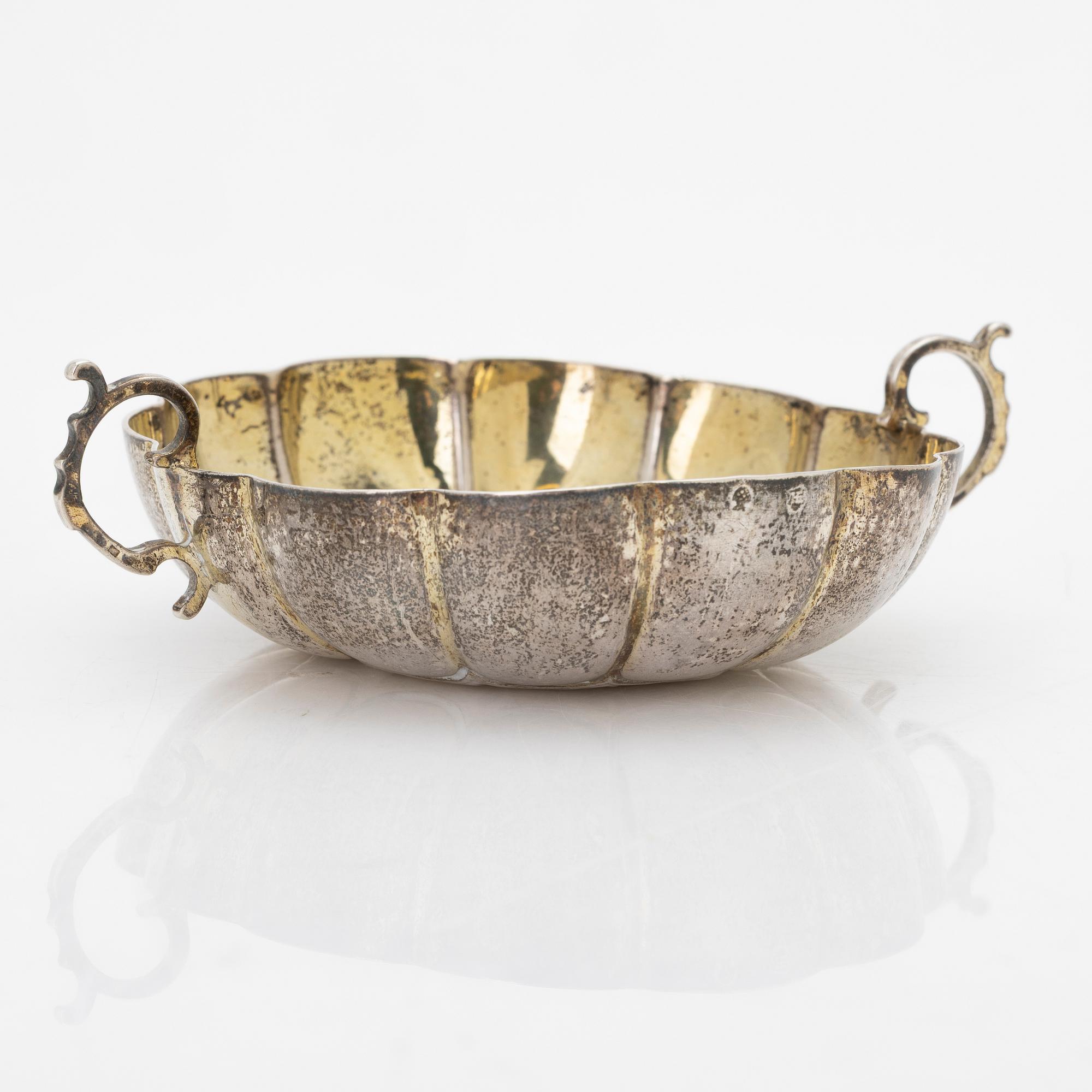 Silver spirit bowl, Germany, 19th century.