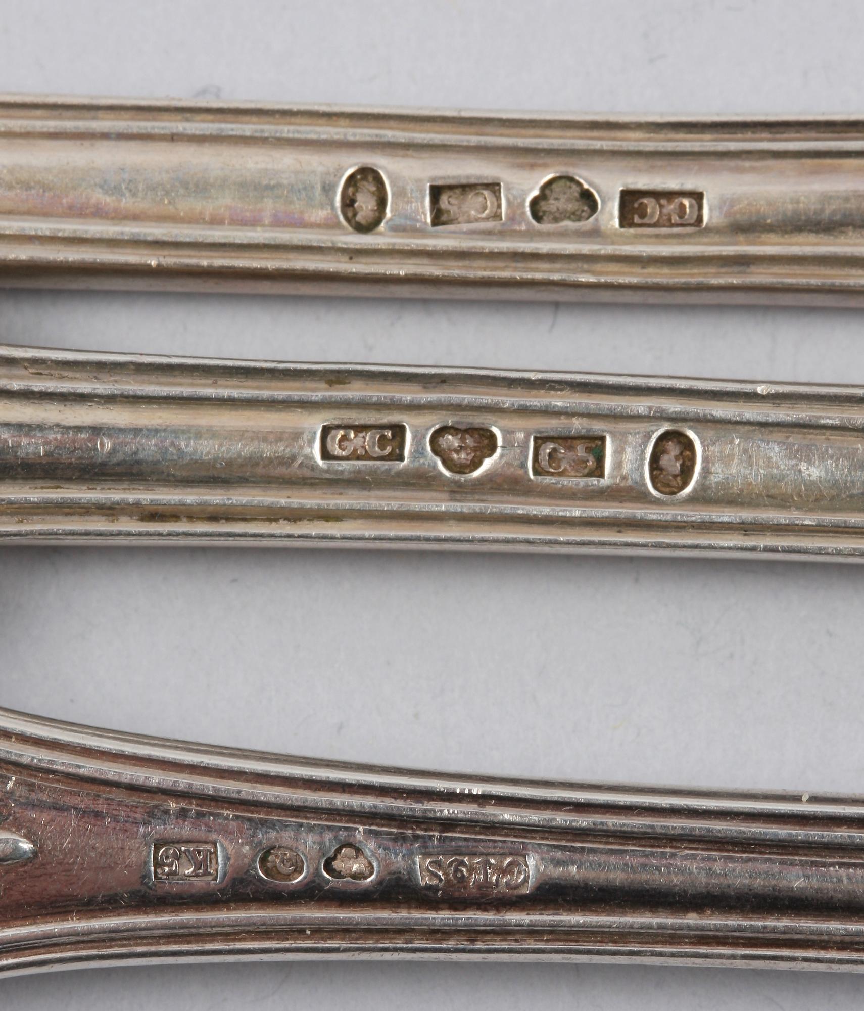 BESTICKSERVISDELAR, 10 delar, silver, flertal smeder bla Christopher Creutz, Stockholm, 1840-70-talet.