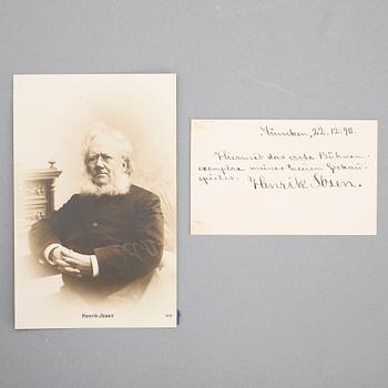 HENRIK IBSEN (1828-1906), egenhändigt skrivet kort med signatur, dat München 22/12 -90.