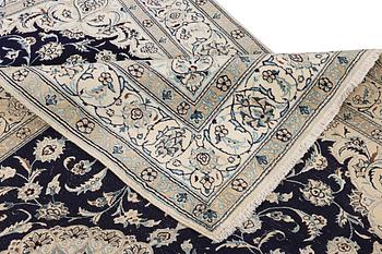 A part silk Nain rug, 9LA, c. 292 x 190 cm.