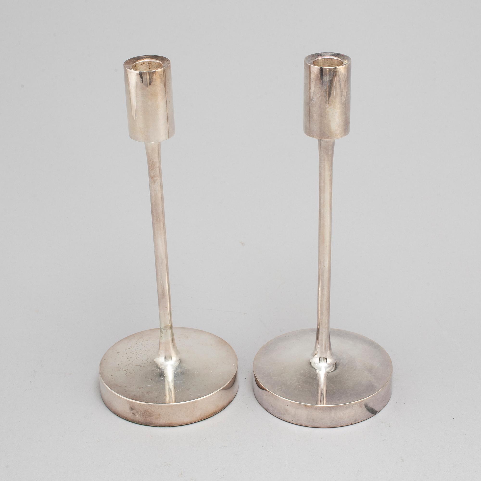 A pair of silver candlesticks, MGAB, Uppsala, 1966.