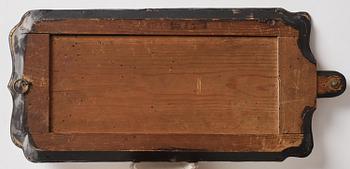 Spegellampetter, ett par, för ett ljus, av Nils Meunier (mästare i Stockholm 1754-97), Gustavianska.