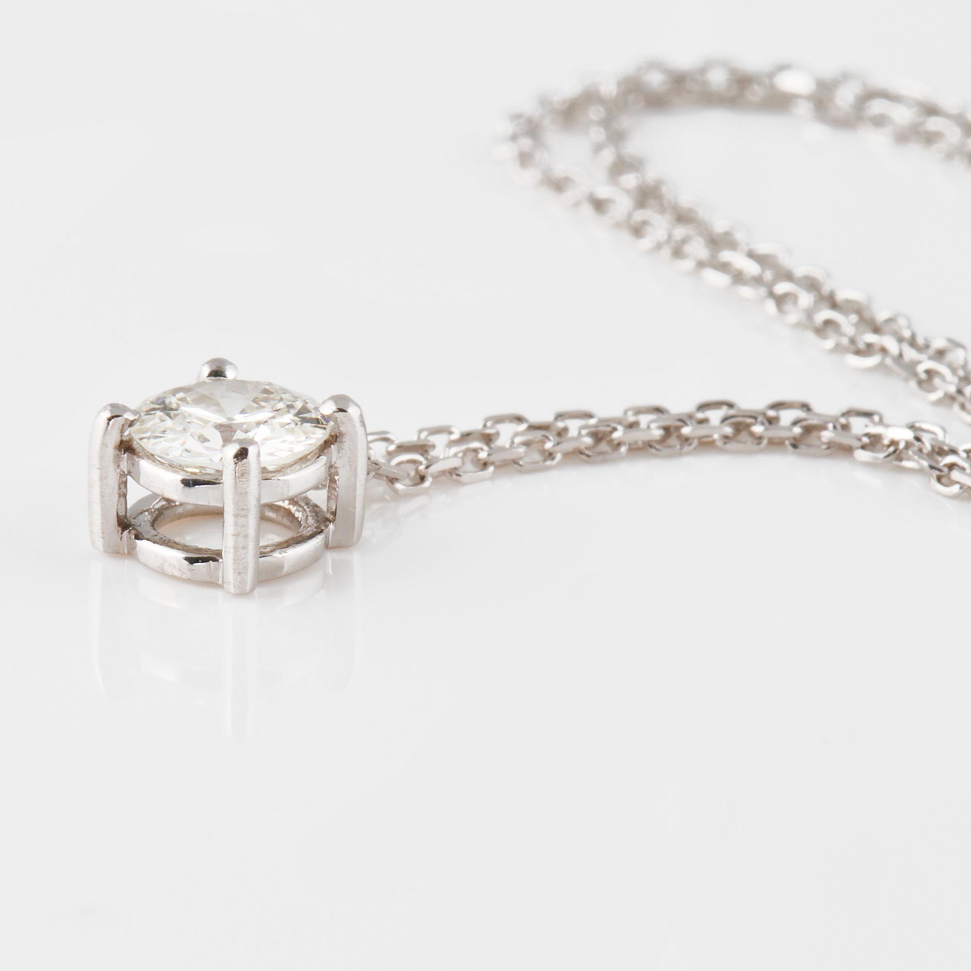 HÄNGE, 18K vitguld med gammalslipad diamant ca 0.40 ct. Vikt 2,2 gram.