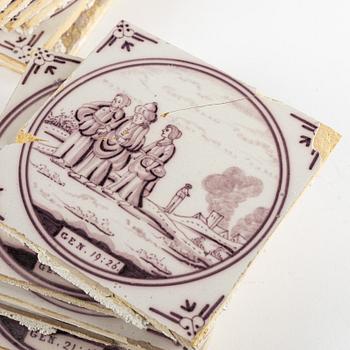 20 ceramic tiles, Delft, 20th century.