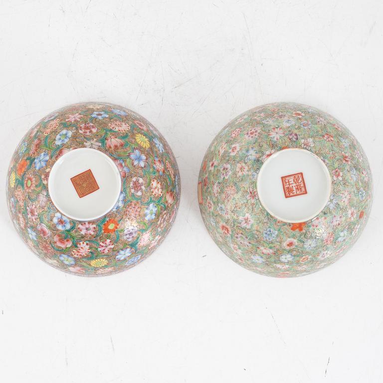 Two Chinese egg shell bowls, 20th Century.