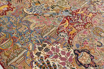 A Kashmar figural carpet, c. 387 x 300 cm.