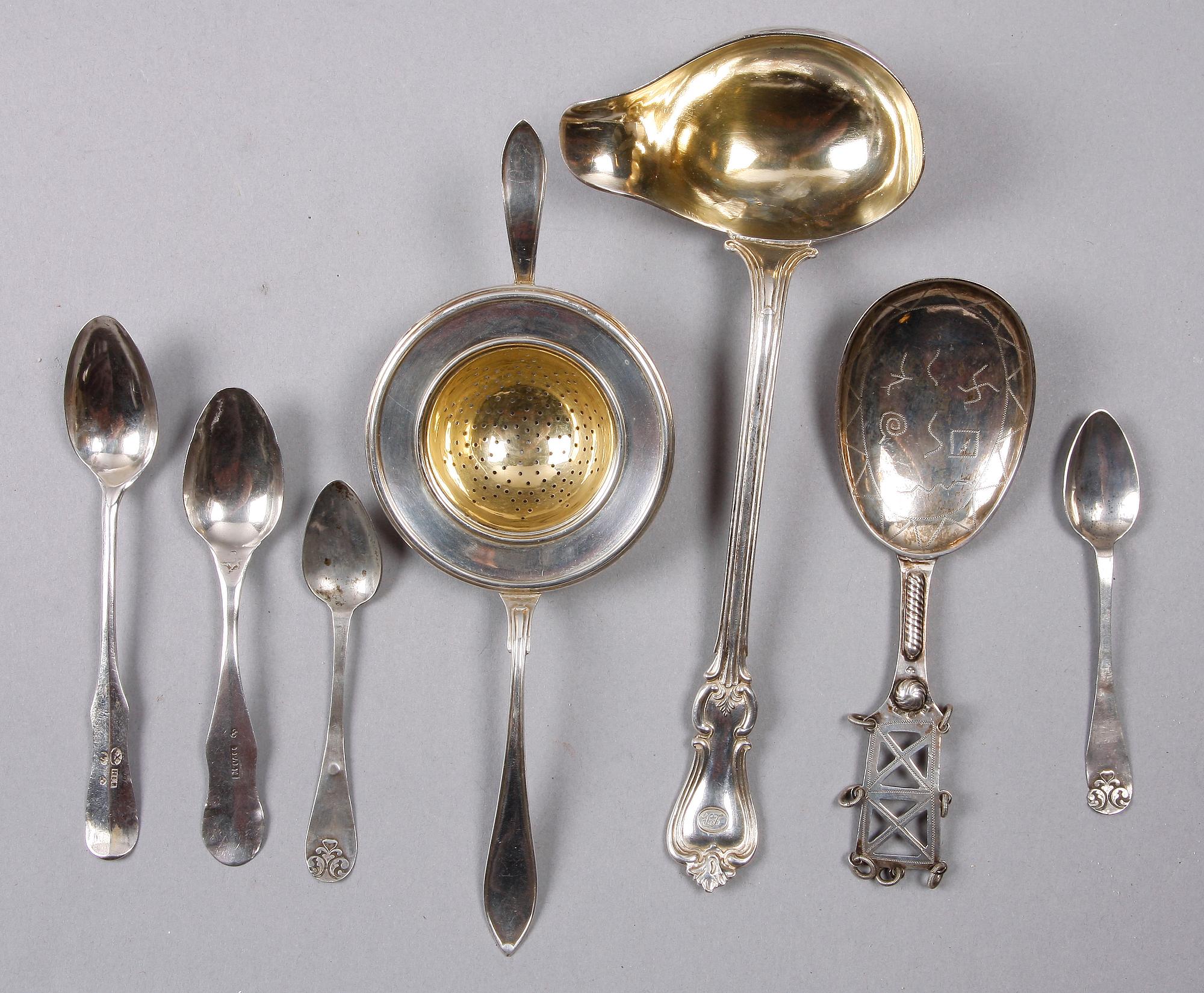 PARTI SILVER, 13 delar, flertal olika mästare och städer, bla Söderhamn, 1800-1900-tal.