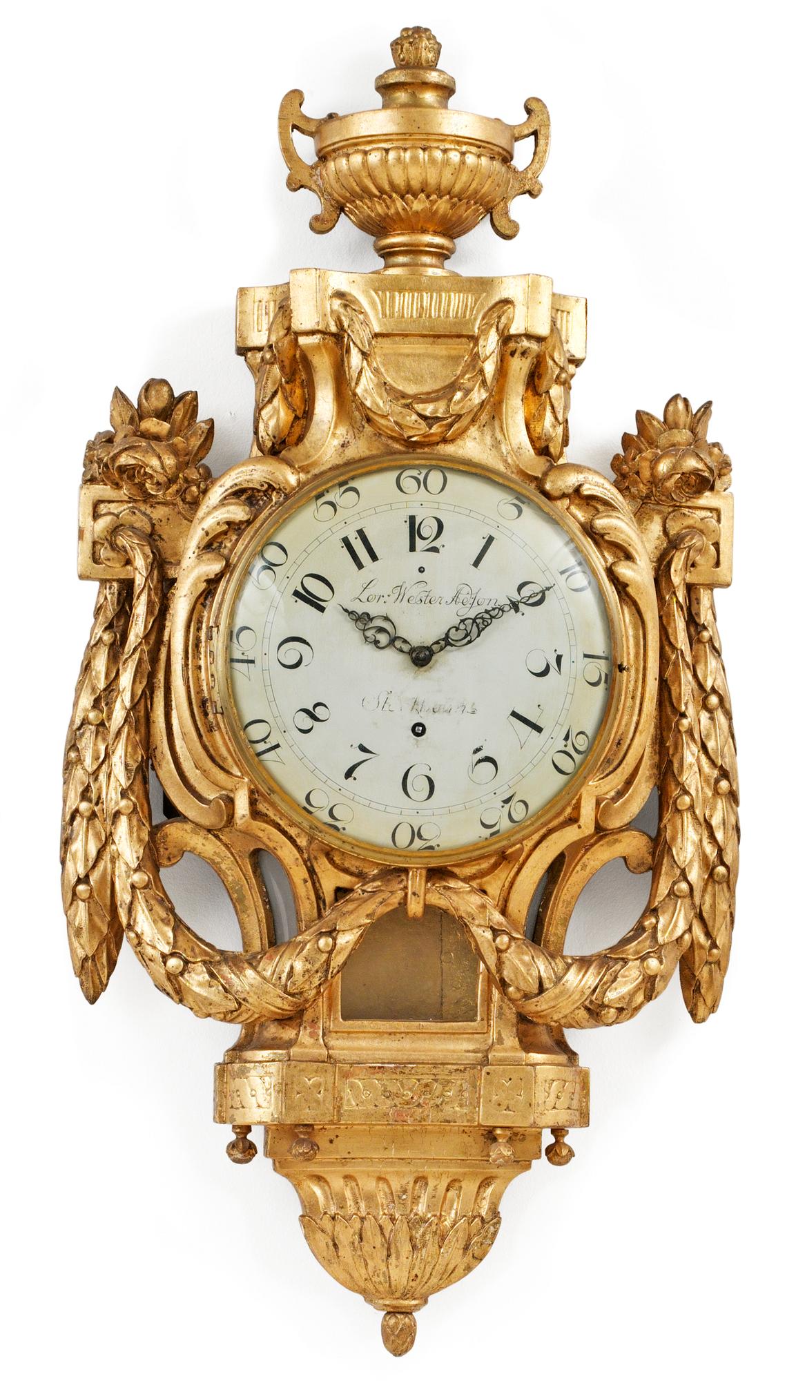 A Gustavian wall clock by L. A. Wester.