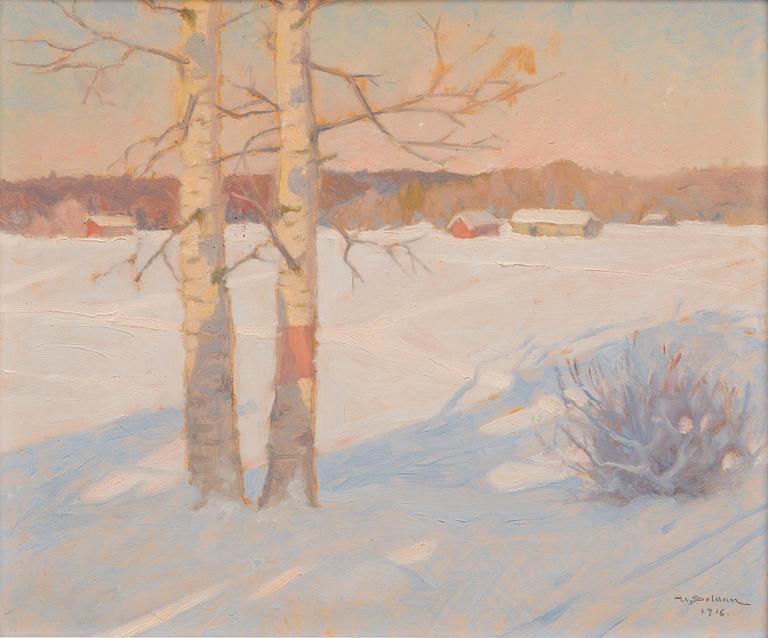 UUNO SOLDAN, olja på kartongskiva, signerad och daterad 1916.