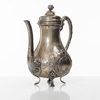 Kaffekanna, silver, rokokostil, 1900-tal.