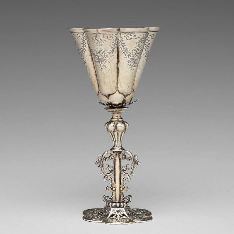 A German 17th century silver-gilt cup, mark of Jobst Planckh, Nürnberg 1609-1629.