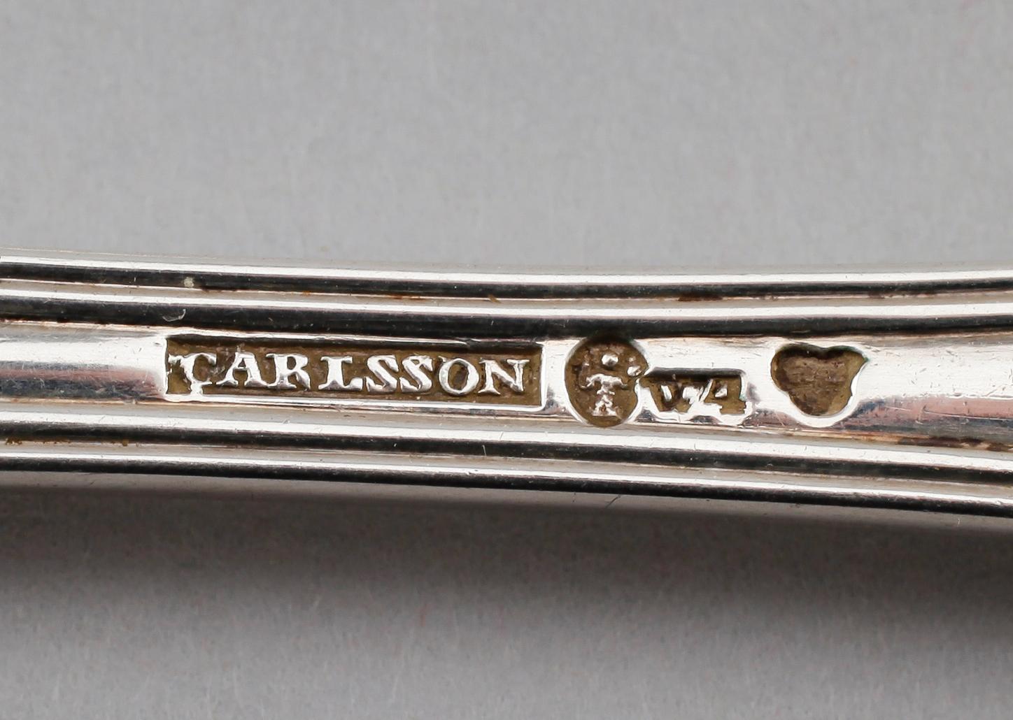 BESTICK, 9 delar, silver, Johan Carlsson, Norrköping 1851. Vikt ca 457 gram.