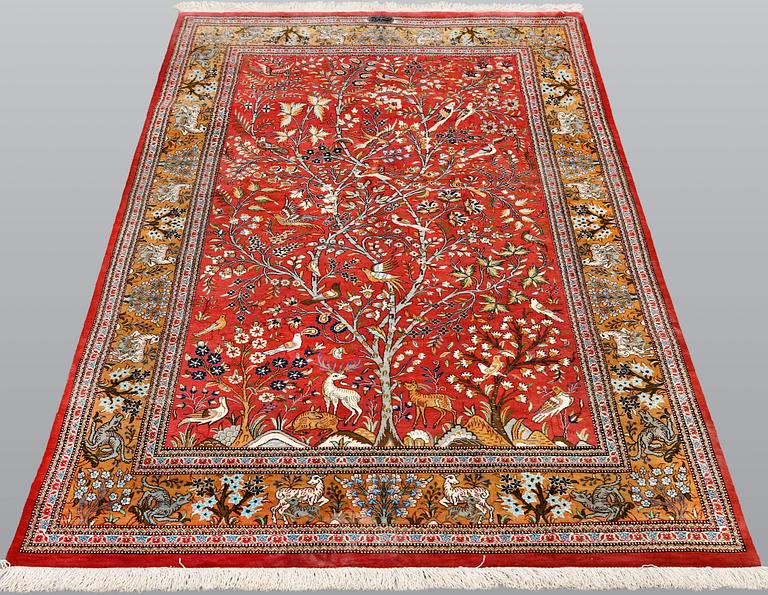 A Gohm figural rug, silk, signed, c. 149 x 96 cm.