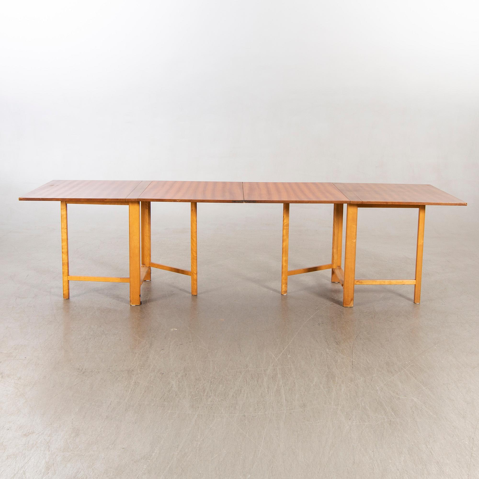 A teak and birch 'Maria Flap' gate leg table by Bruno Mathsson for Karl Mathsson.