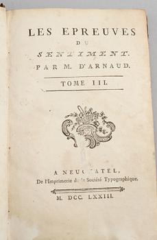 BÖCKER, 6 st, bl a "Les epreuves du sentiment...", 1700- och 1800-tal.