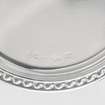 GAB, plate and two coasters, silver, Stockholm 1945-1965.