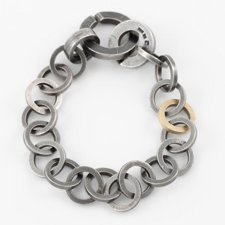Bracelet, necklace, a pair of earrings, and a ring, Pia Rauff, silver with small diamonds.