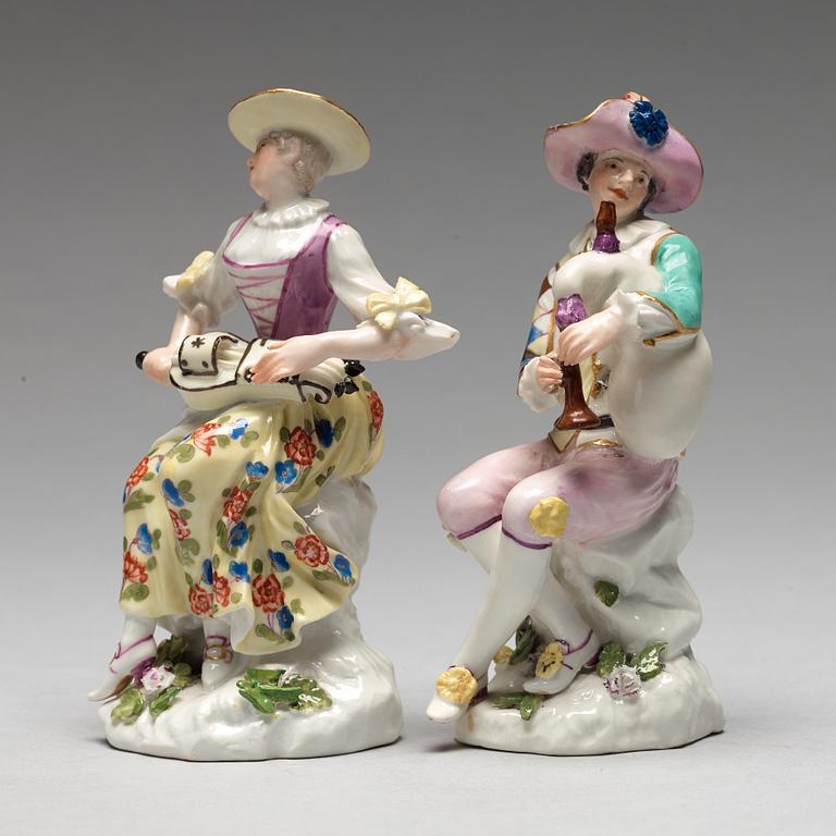 FIGURINER, ett par, porslin. Meissen, 1700-tal.