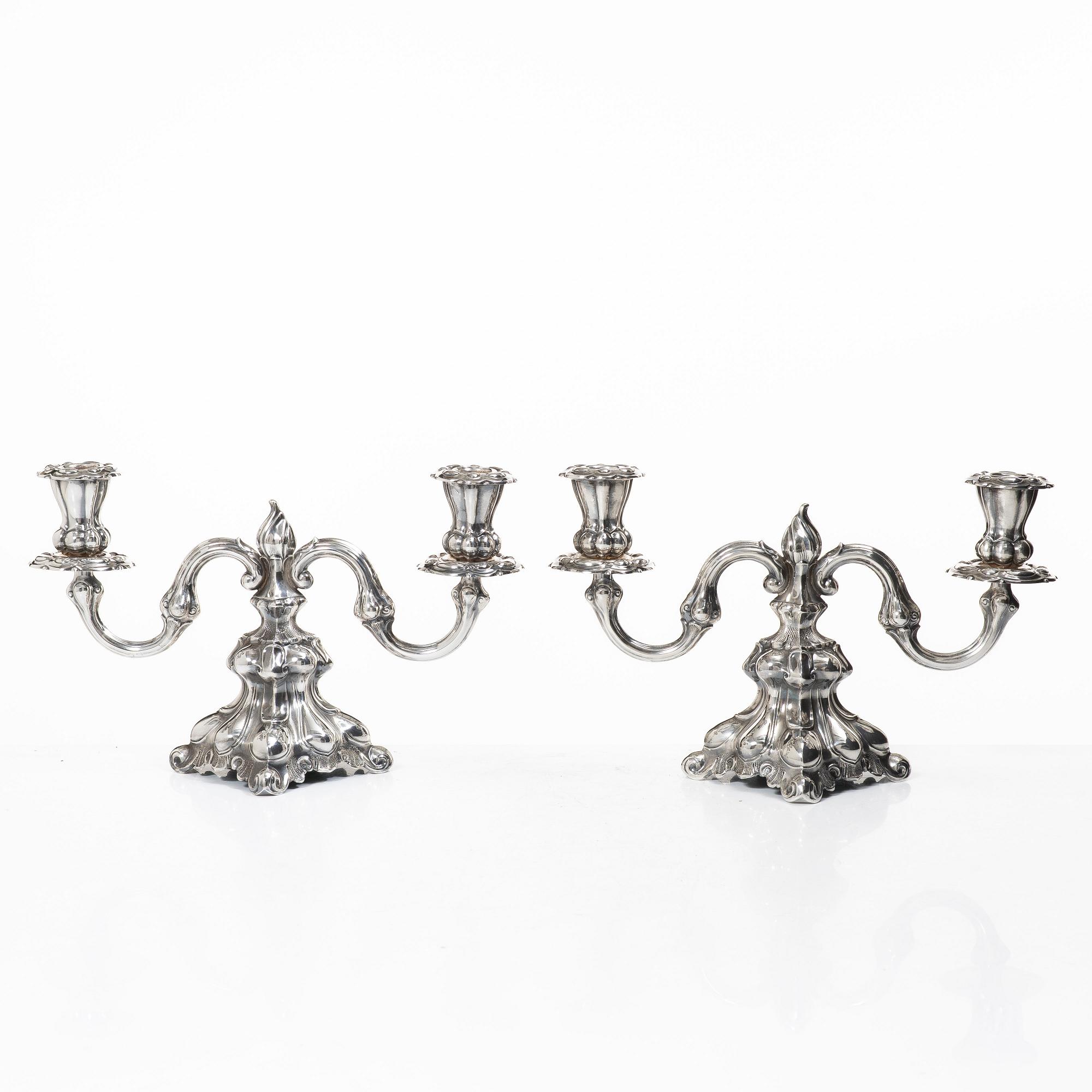 Candelsticks, a pair, silver, Baroque style, 20th century.