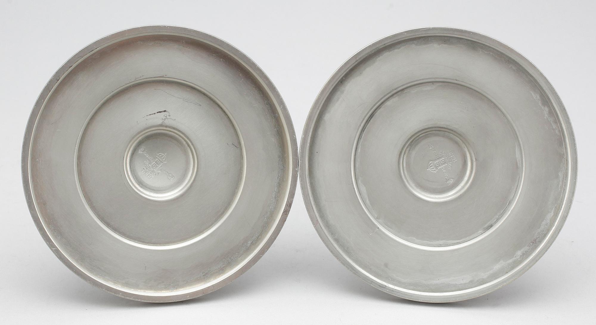 LJUSSTAKAR, ett par, tenn, C.G. Hallberg, 1930.