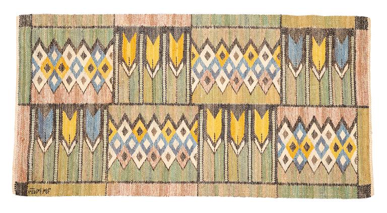Märta Måås-Fjetterström, a textile, "Crocus", flat weave, ca 41,5 x 81,5 cm, signed AB MMF.