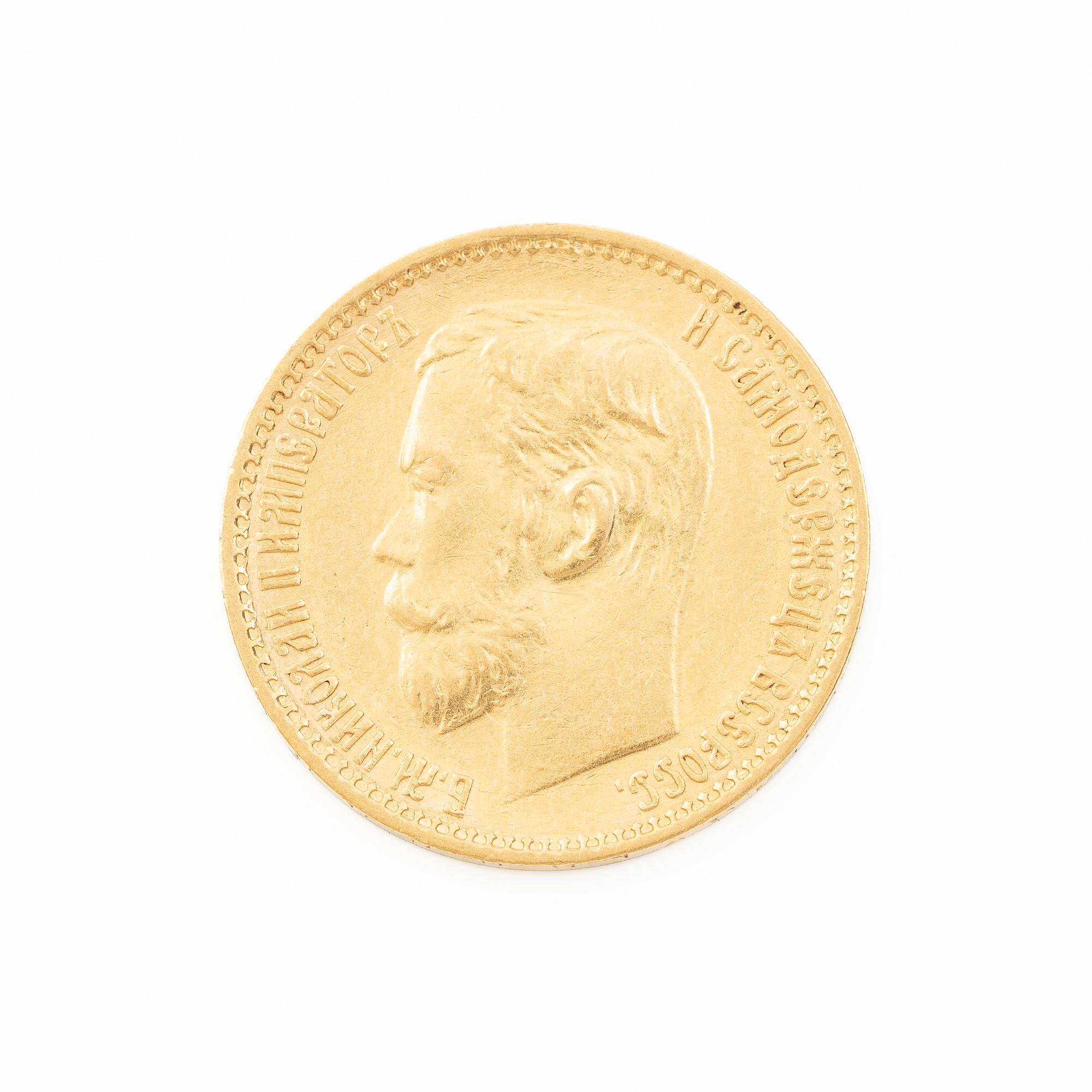 Guldmynt, Nikolaij II, Ryssland, 5 Rubel, 1898.