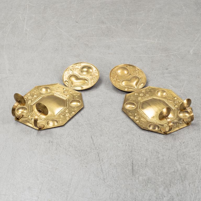 A pair of Swedish baroque style wall lights. 20th century.