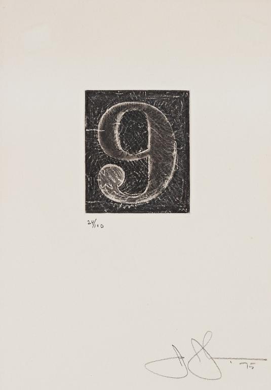 Jasper Johns, "9" from "0-9 (A set of Ten Numerals)".
