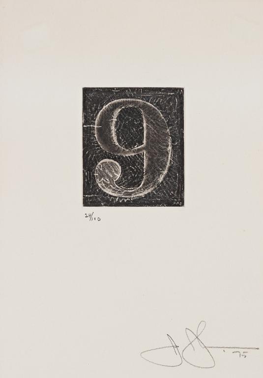 Jasper Johns, "9" ur "0-9 (A set of Ten Numerals)".