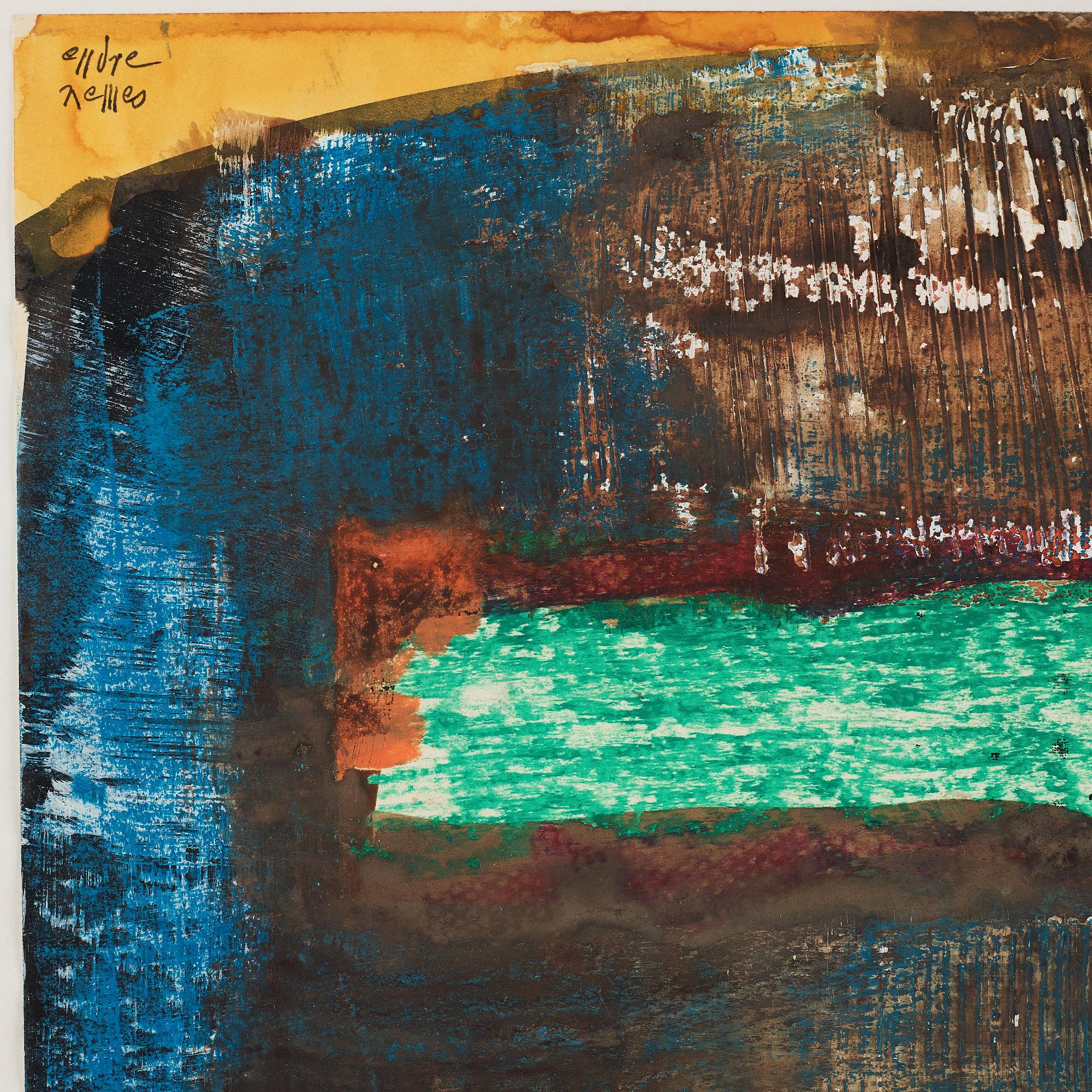 ENDRE NEMES, crayon and acrylic on paper, signed Endre Nemes and dated 1963.