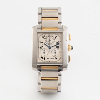 Cartier, Tank Francaise, kronograf, armbandsur, 28 x 28 (36) mm,