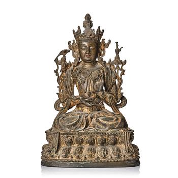 1097. A large bronze sculpture of guanyin, Ming dynasty (1368-1644).