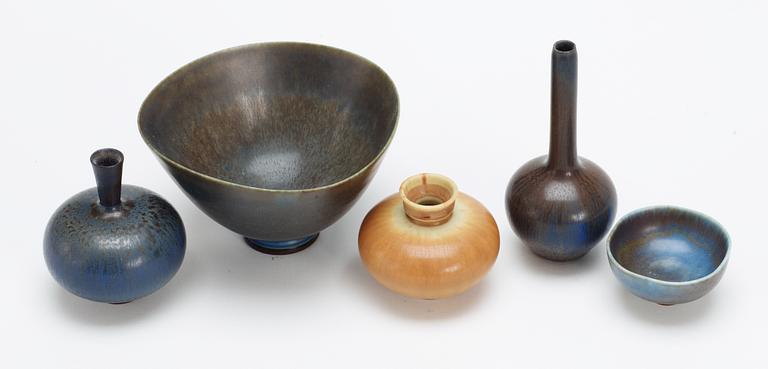 Five Berndt Friberg stoneware miniatures, Gustavsberg studio 1960's.