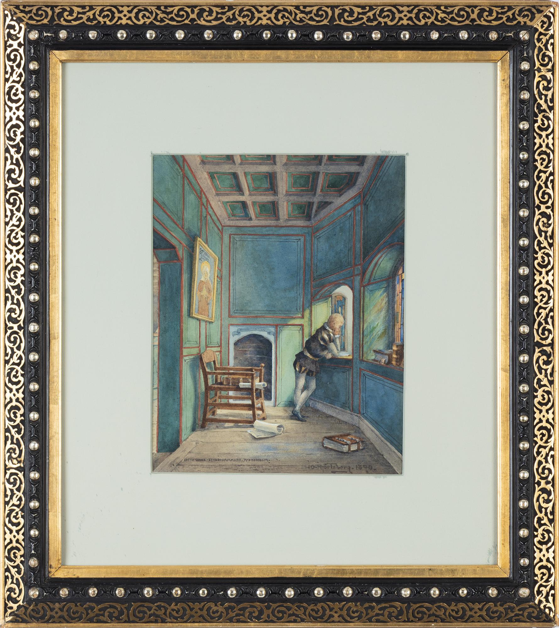 Olle Hjortzberg, akvarell, signerad och daterad 1890.