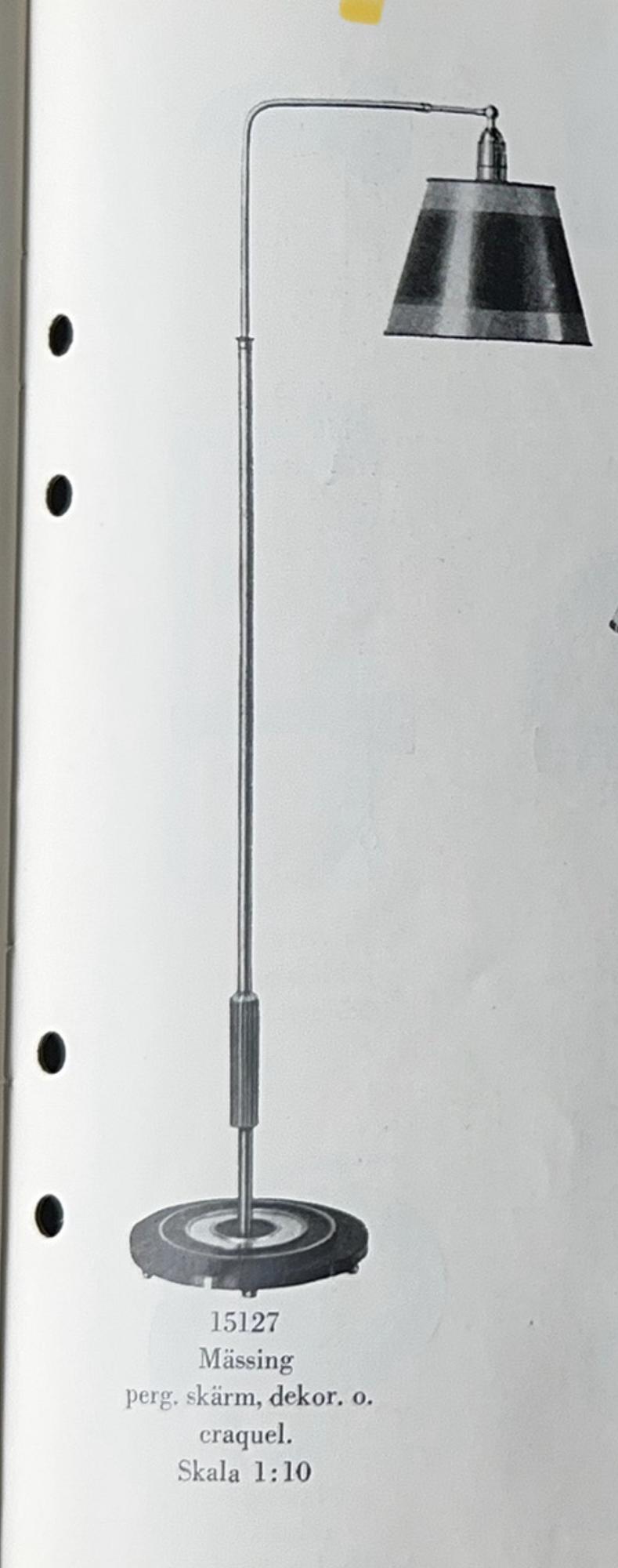 Harald Notini, a floor lamp, Arvid Böhlmarks Lampfabrik, Stockholm, 1930s.