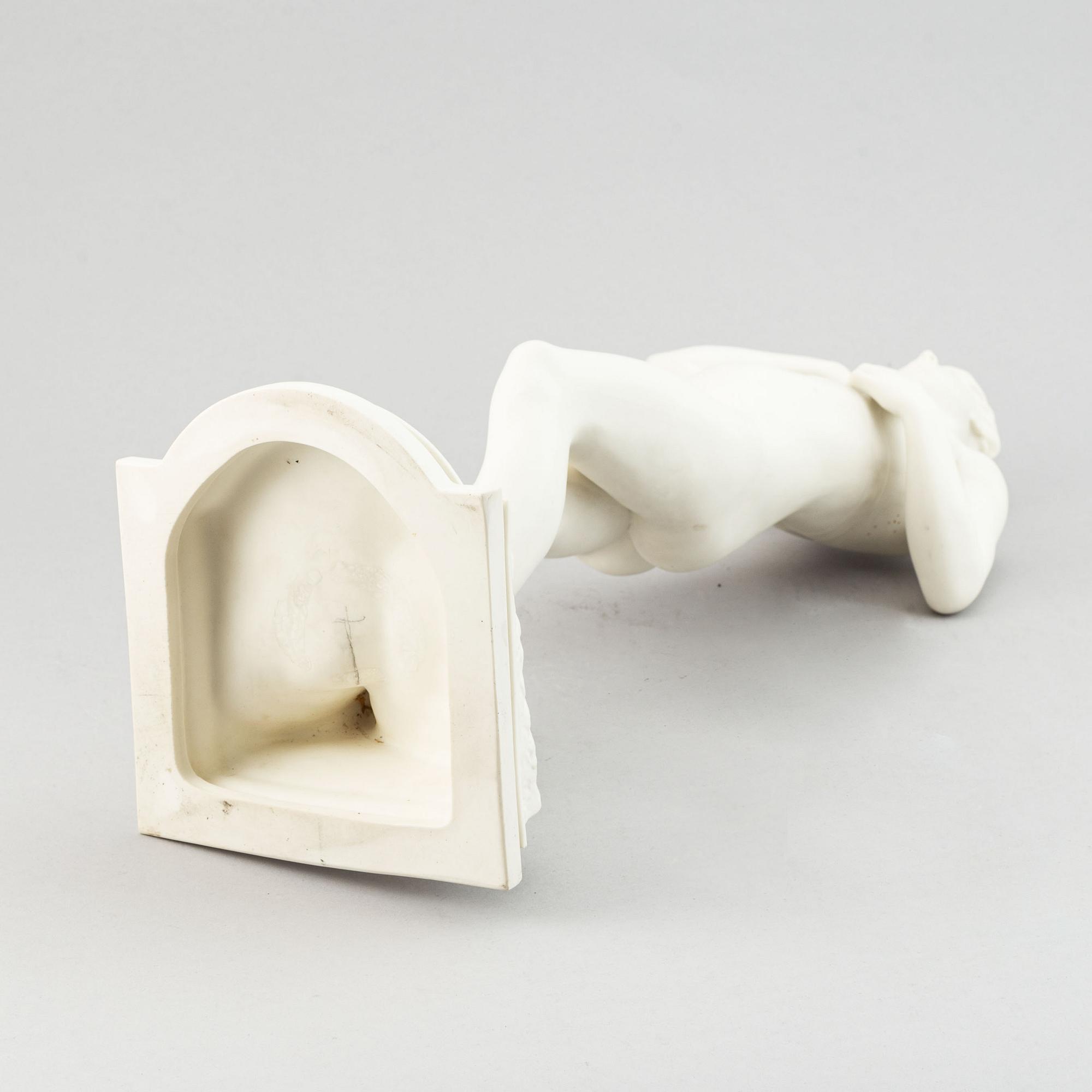 A parian ware figurine after the sculpture "Snöklockan" by Per Hasselberg, Gustavsberg.