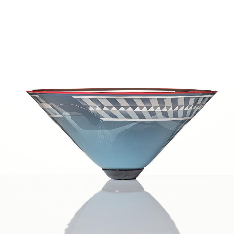 Ann Wolff, (Ann Wärff), an engraved and etched cameo glass bowl, probably Kosta 1969.